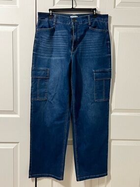 Dark Wash Cargo Jeans